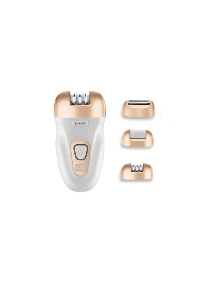 Sokany 3-in-1 Ladies Epilator & Shaver Beauty Kit, Rechargeable, Model SK-17005 - White & Purple
